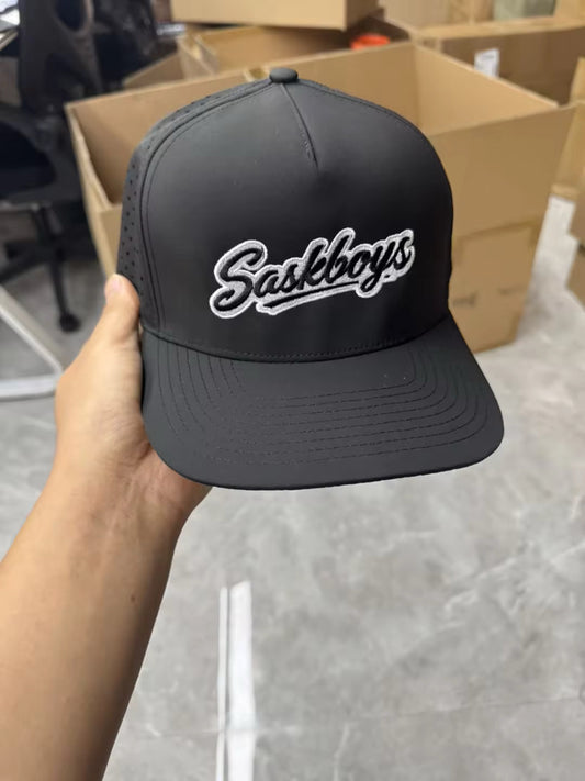 Black Snapback 5 Panel Performance Droplet Hats