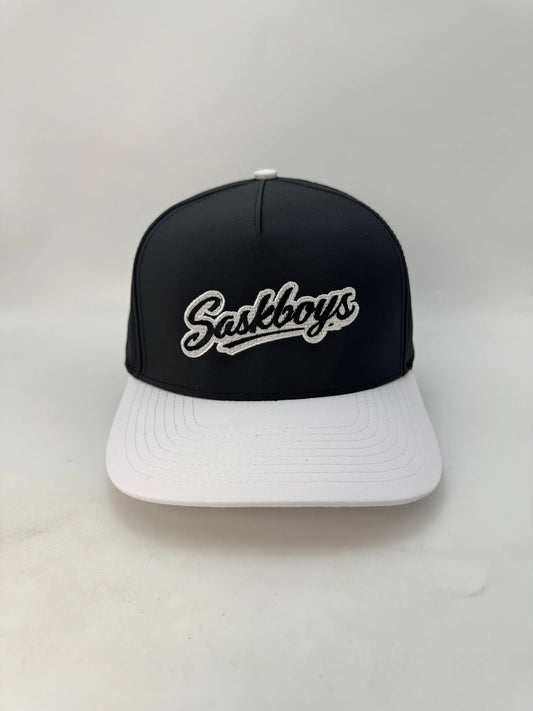 Black/White Snapback 5 Panel Performance Droplet Hats